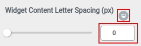 Widget content letter spacing